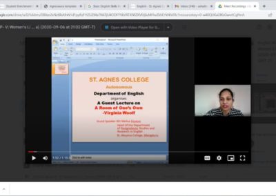 Guest Lecture on “Virginia Woolf’s A Room of One’s Own”