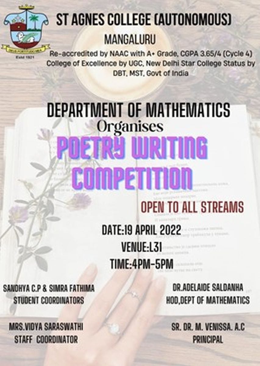 Poetry Writing Competition St. Agnes College (Autonomous), Mangaluru