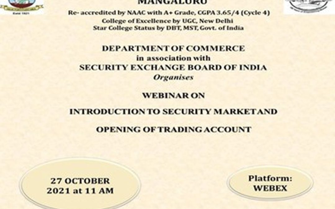 A Webinar on Introduction to Security Market and Opening of Trading Account