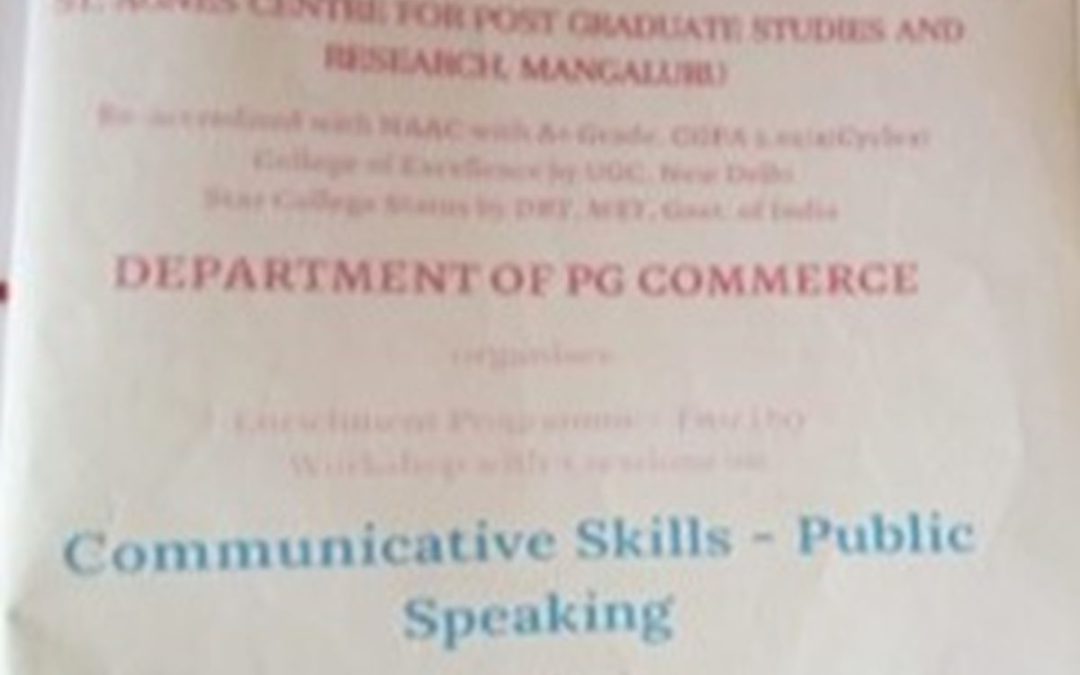Workshop on Communicative Skills –Public Speaking