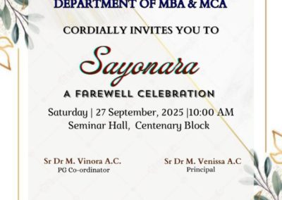 SAYONARA – Farewell MBA, MCA