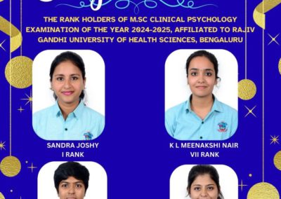 Top Ranks in MSc Clinical Psychology Examination